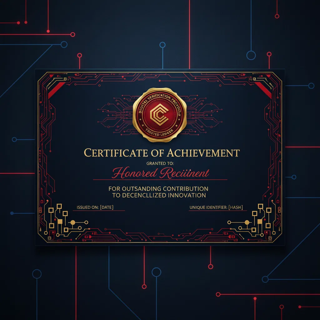 Certificado de conclusão do programa de formação em blockchain - documento com padrão de segurança